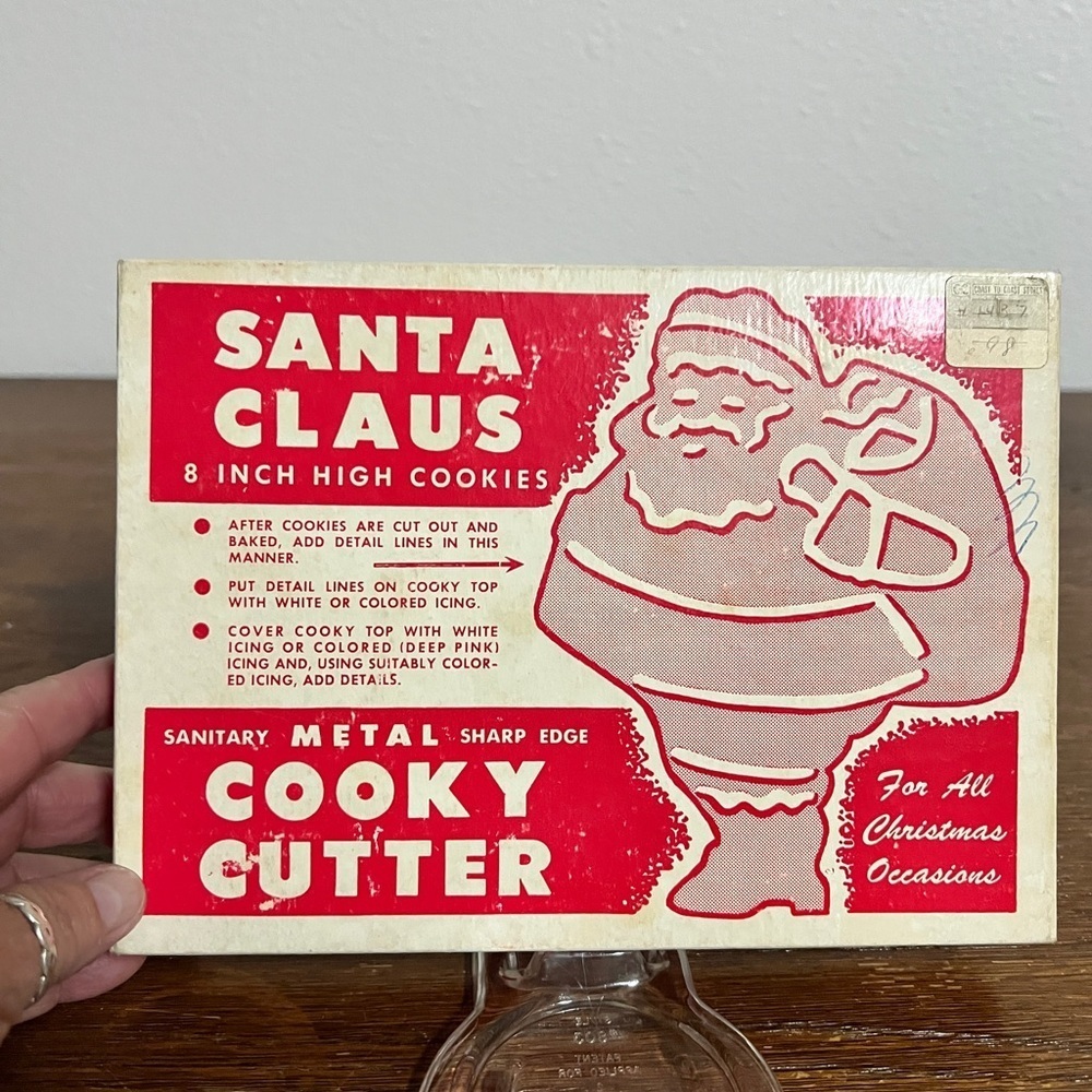 Vintage 1950s Santa Claus Metal Cookie Cutter w/ Original Box 8” Holiday Baking